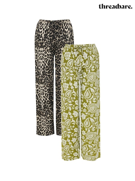 Animal - Threadbare Jersey Wide Leg 100% Cotton Trousers 2 Pack (W32863) | 57 €