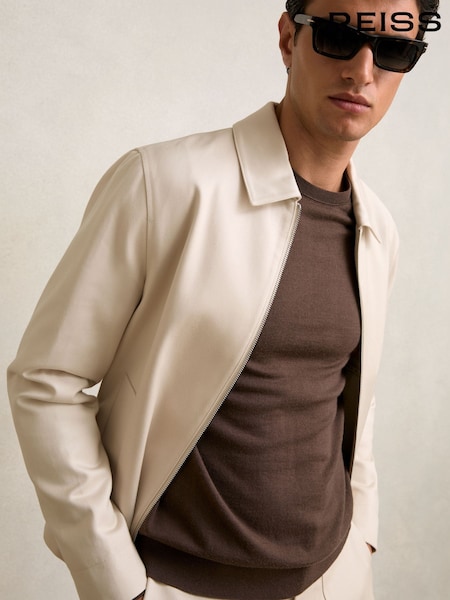 Bež - Reiss Preach Lyocell Cotton Zip Through Twill Jacket (W32875) | € 326