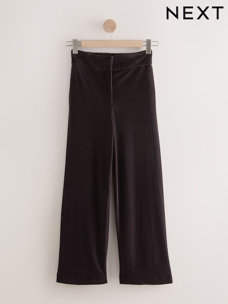 Chocolate Brown Matte Velvet Elastic Back Wide Leg Trousers (W32917) | R$ 390