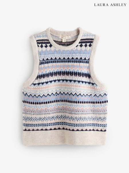Laura Ashley Blue Fairisle Knitted Tank Top (W32927) | €54