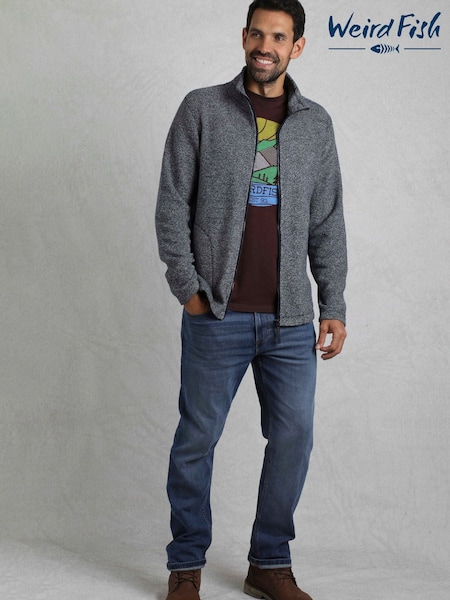 Weird Fish Blue Thames Full Zip Snow Marl Fleece (W32935) | R$ 690