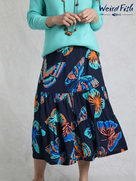 Weird Fish Cassis Viscose Printed Tiered Skirt (W32940) | 335 LEI
