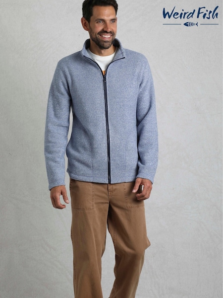 Weird Fish Aqua Blue Thames Full Zip Snow Marl Fleece (W32941) | R$ 690