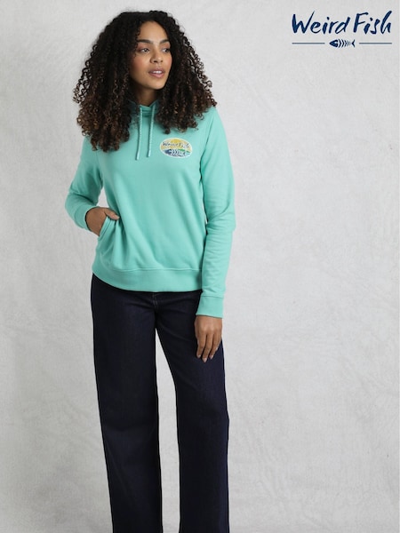 Weird Fish Blue Kira Graphic Pop Over Hoodie (W32942) | ₪277