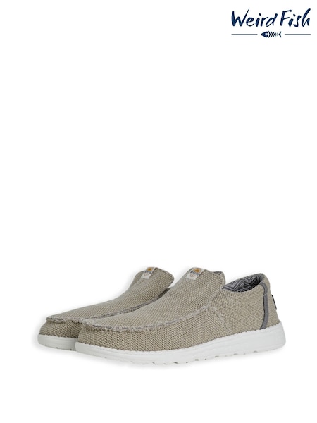 Weird Fish Brown Sole Lace 100% Cotton Slip-Ons (W32944) | €66