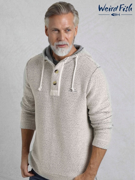 Weird Fish Bakersfield Button Neck Hooded Macaroni Fleece (W32948) | €119