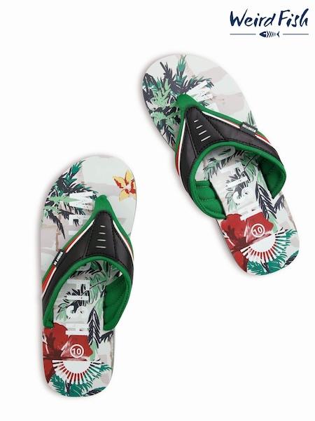 Weird Fish Green Lexington Printed Sandals (W32977) | €32
