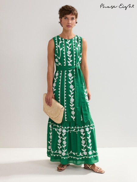 Phase Eight Green Ida Floral Print Dress (W33061) | ₪850