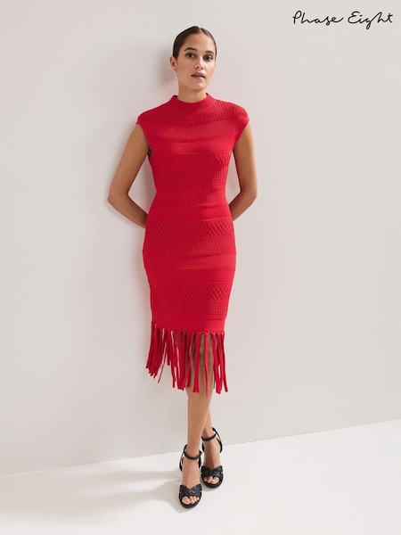 Phase Eight Red Tazmin Tassel Dress (W33064) | €152