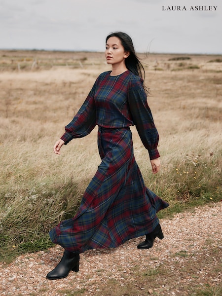 Laura Ashley Red/Green Viscose Check Co-ord Maxi Skirt (W33087) | €62.50