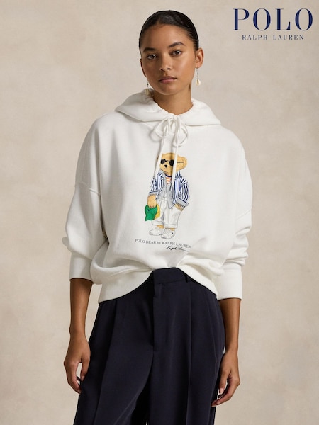 Polo Ralph Lauren White Polo Bear Fleece Hoodie (W33090) | €338