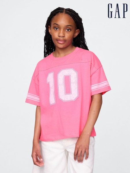 Roz - Tricou Gap Varsity Jersey (4-13ani) (W33161) | 89 LEI