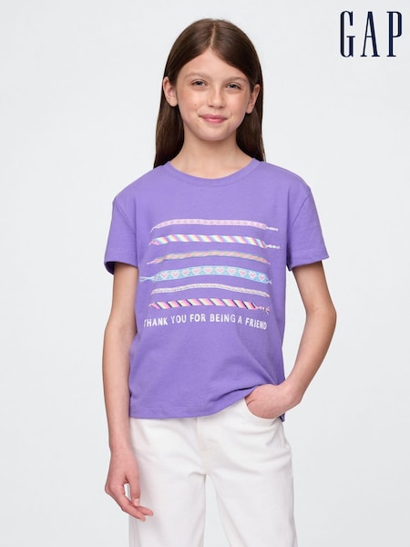 Vijolična - Gap Relaxed Graphic Short Sleeve T-Shirt (4-13yrs) (W33170) | € 13