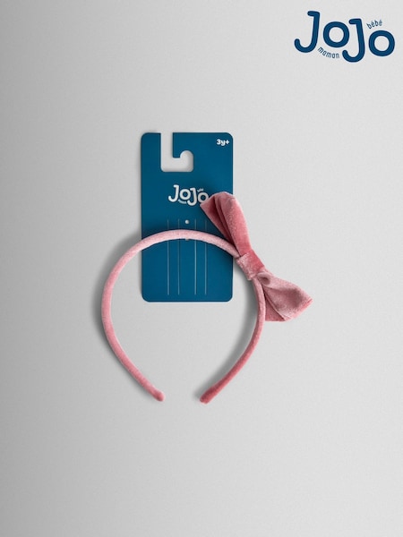 JoJo Maman Bébé Pink Velvet Bow Alice Band (W33203) | €13