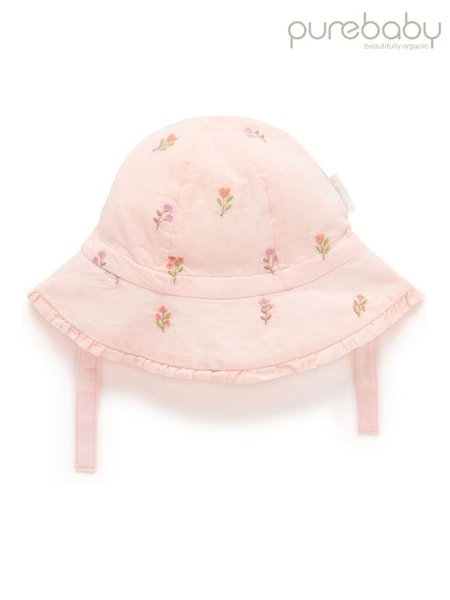 Purebaby Embroidered 100% Cotton Sun Hat (W33218) | kr257