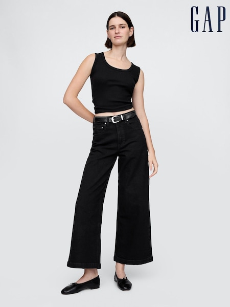 Gap Black High Waisted Stride Wide-Leg Ankle Jeans (W33224) | €72