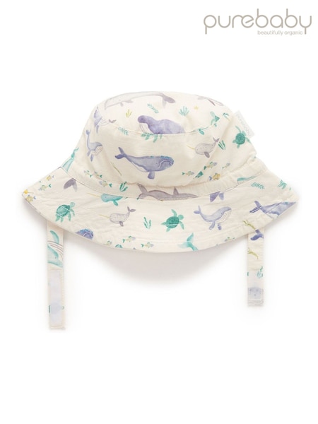 Purebaby Whale Print 100% Cotton Bucket Hat (W33226) | kr257