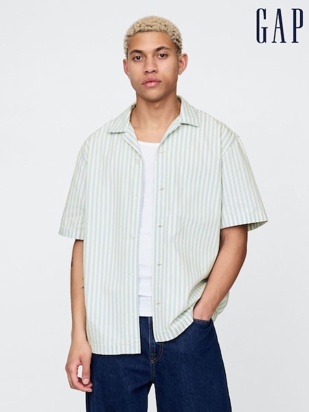Gap Cream/Blue Stripe Denim Short Sleeve Shirt (W33260) | €57