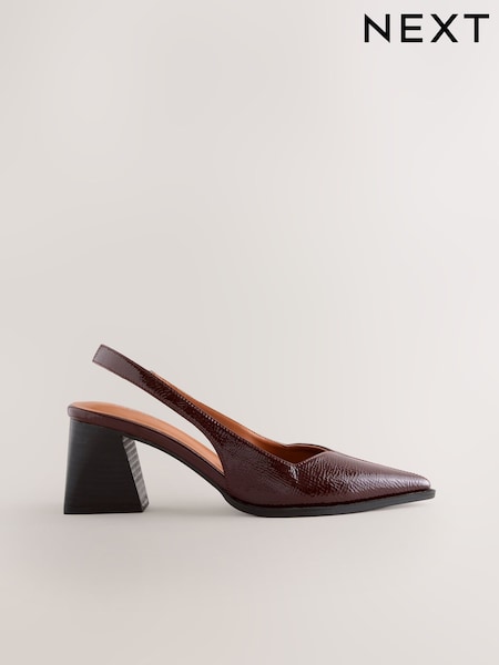 Burgundy Red Forever Comfort® Pointed Toe Slingback Block Heels (W33342) | €61.50