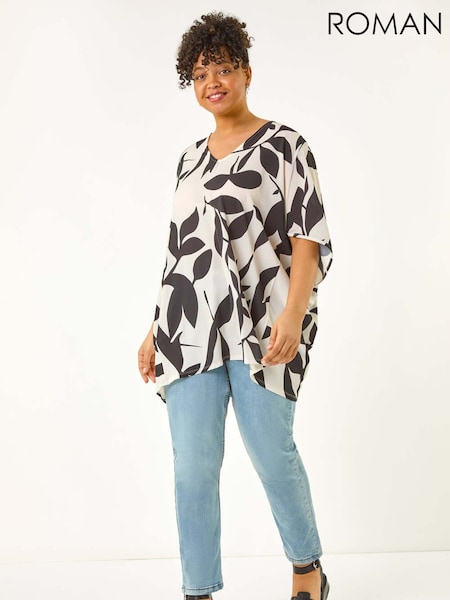 Roman Curve Large Floral Print Cocoon Blouse (W33395) | 66 €