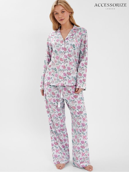 Accessorize Jasmine Print 100% Cotton Long Pyjamas Set (W33412) | ‏348 ر.ق.
