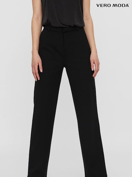 VERO MODA Black Tailored Stretch Straight Leg 100% Cotton Trousers (W33484) | €44