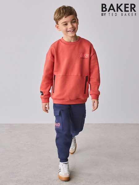 Vermelho - Baker by Ted Baker Sweatshirt and Cargo Joggers Set (W33493) | R$ 375 - R$ 445