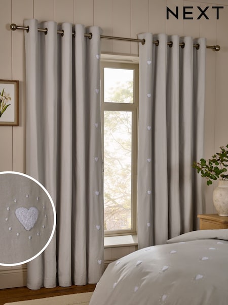 Heart Tuft & Embroidery Blackout/Thermal Eyelet Curtains (W33505) | ‏26 ر.ع.‏ - ‏66 ر.ع.‏