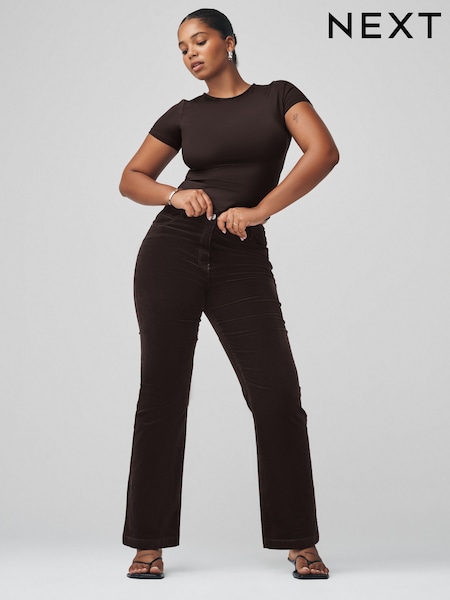 Čokoladno rjava - Corduroy Bootcut Hourglass Trousers (W33512) | € 37