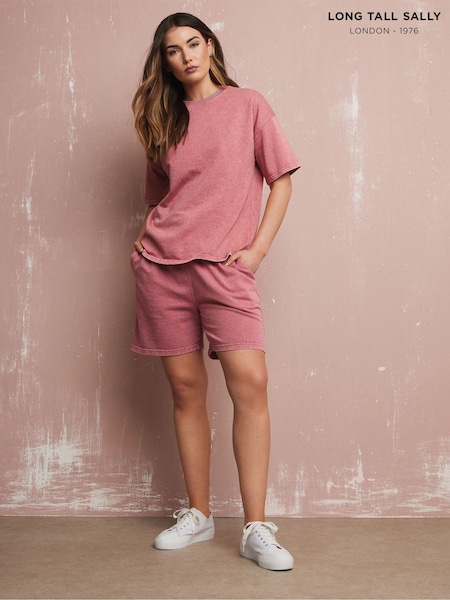 Long Tall Sally Pink Acid Wash Shorts (W33581) | ₪106