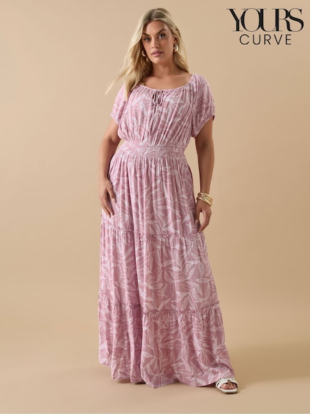 Yours Curve Pink Boho Bardot Maxi Dress (W33587) | €56