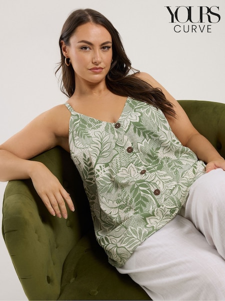 Green - Yours Curve Button Woven Cami (W33602) | 164 LEI