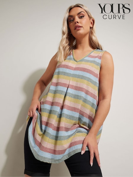 Yours Curve Pink Striped Vest (W33632) | €25