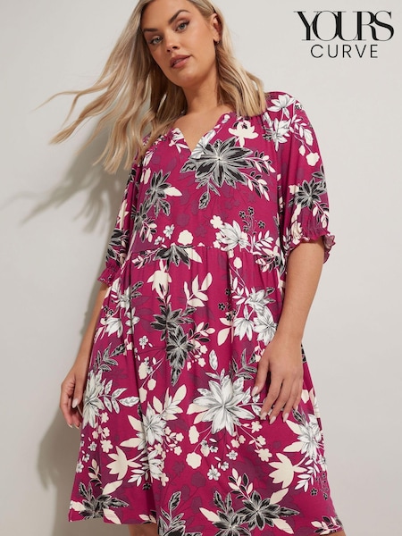 Yours Curve Floral Print Notch Neck Dress (W33639) | 1 350 Kč