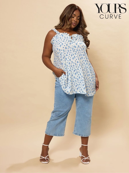 Yours Curve Blue Frilled Strap Swing Cami (W33663) | € 28