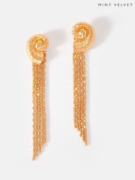 Mint Velvet Gold Tone Shell Drop Earrings (W33665) | 1,502 UAH