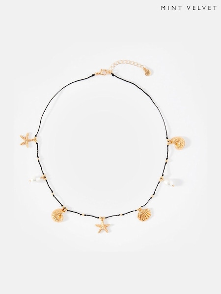Mint Velvet Gold Tone Rope Shell Charm Necklace (W33670) | €52