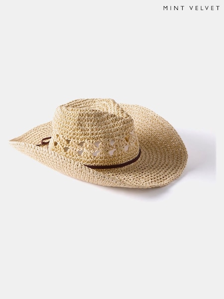 Mint Velvet Natural Straw Cowboy Hat (W33678) | €64
