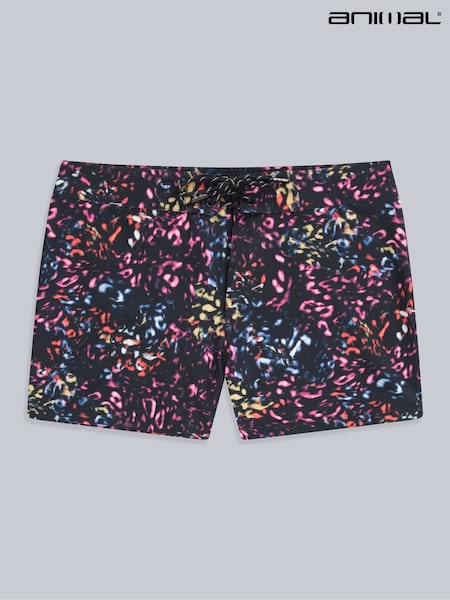 Animal Charcoal Black Womens Lenora Printed Quick Drying Board Shorts (W33760) | ₪181