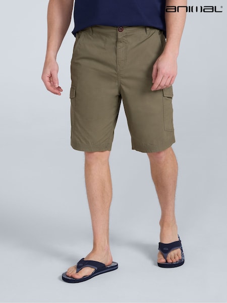 Зеленый - Animal Mens 100% Cotton Atlantis Cargo Shorts (W33762) | €46
