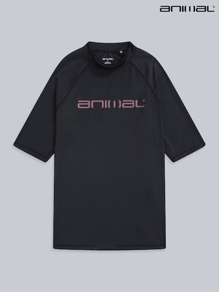 Animal Charcoal Black Mens Kai Quick Drying Rash Vest (W33773) | kr471