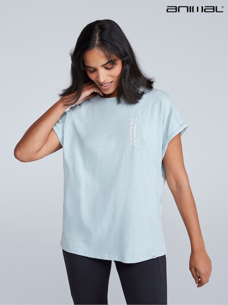 Animal Aqua Blue Womens Holly Logo 100% Cotton T-Shirt (W33788) | AZN 90