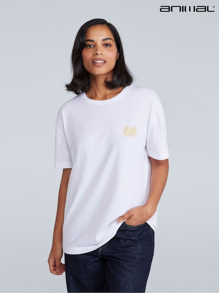 Animal White Womens Leena Boxy 100% Cotton T-Shirt (W33811) | R$ 255