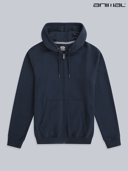 Animal Aqua Blue Mens Woody Zip 100% Cotton Hoodie (W33833) | €69