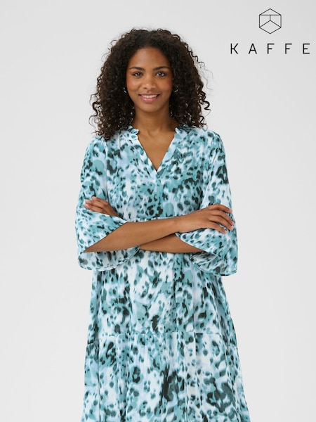 Green - Kaffe Kahera Amber Printed Knee Length Dress