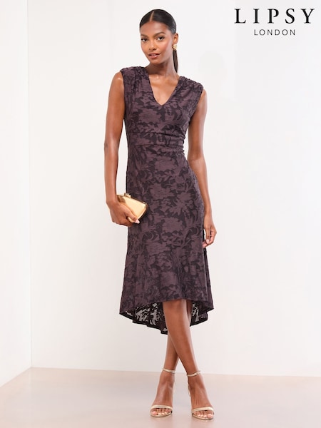 Lipsy V-Neck Burnout Fit And Flare Midi Dress (W33878) | € 112