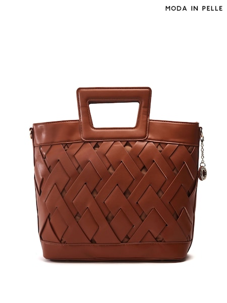 Moda in Pelle Lattice Large Woven Leather Tote (W33928) | ₪397