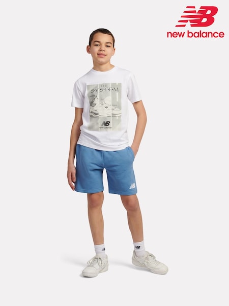 New Balance White Kids The System Graphic 100% Cotton T-Shirt And Shorts Set (W33965) | $104 - $125