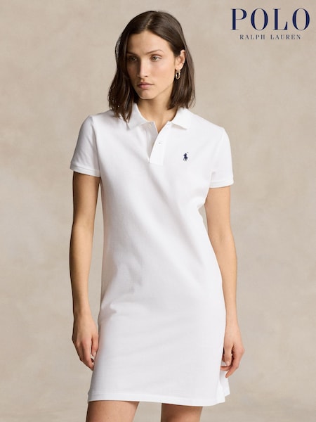 Polo Ralph Lauren White Mesh 100% Cotton Polo Dress (W34050) | €236