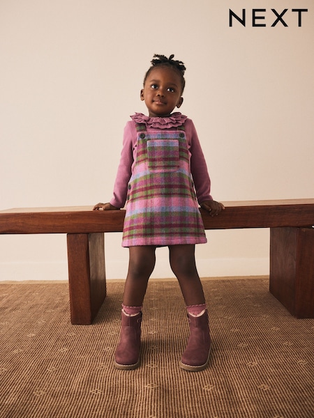 Purple Check Pinafore Dress (3mths-8yrs) (W34218) | €24 - €32